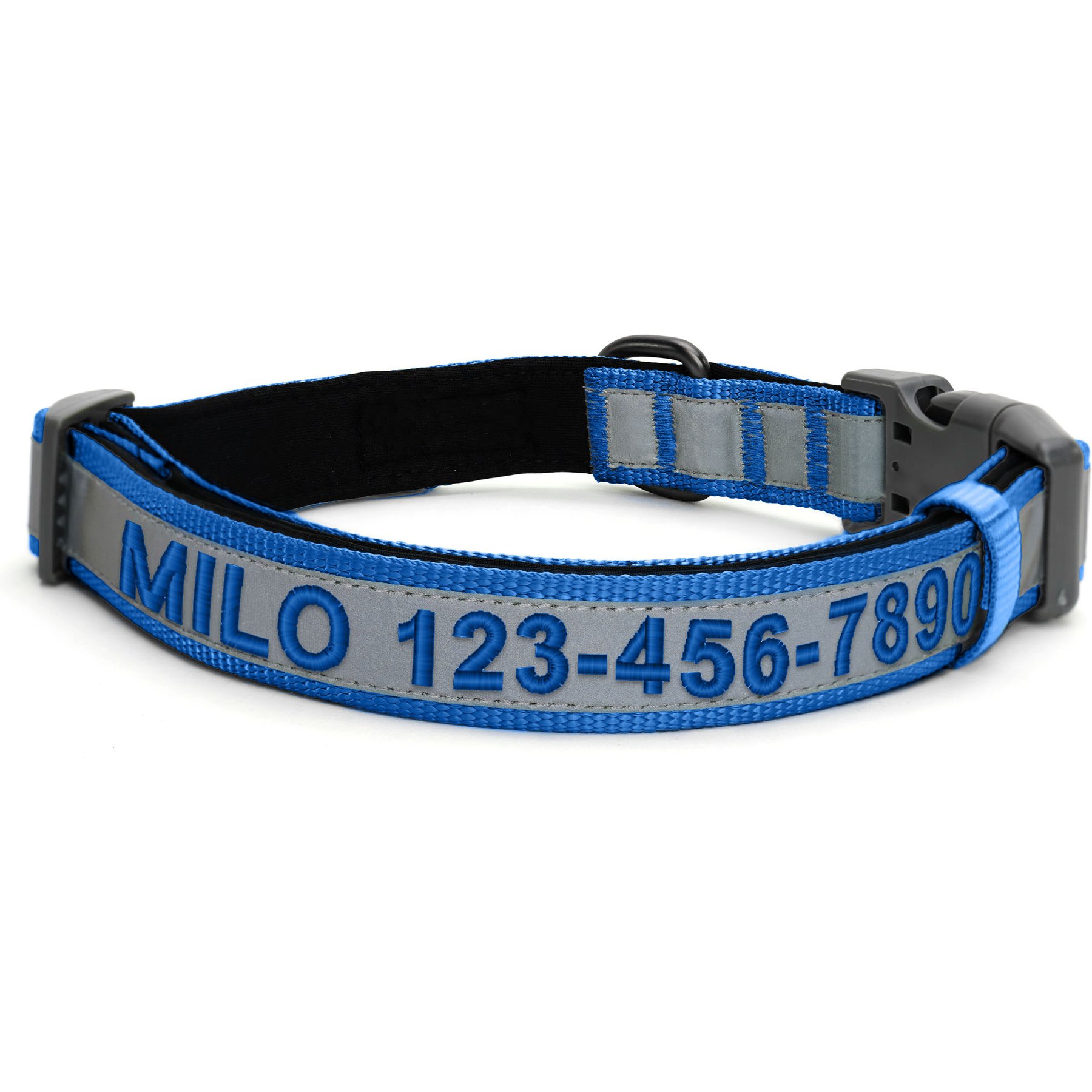 Pawtitas Personalized Reflective Dog Collar, Blue, Small: 11 to 16-in neck, 5/8-in wide