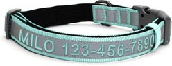 Pawtitas Personalized Reflective Dog Collar, Teal, Medium: 13 to 22-in neck, 3/4-in wide