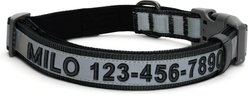 Pawtitas Personalized Reflective Dog Collar, Black, Small: 11 to 16-in neck, 5/8-in wide