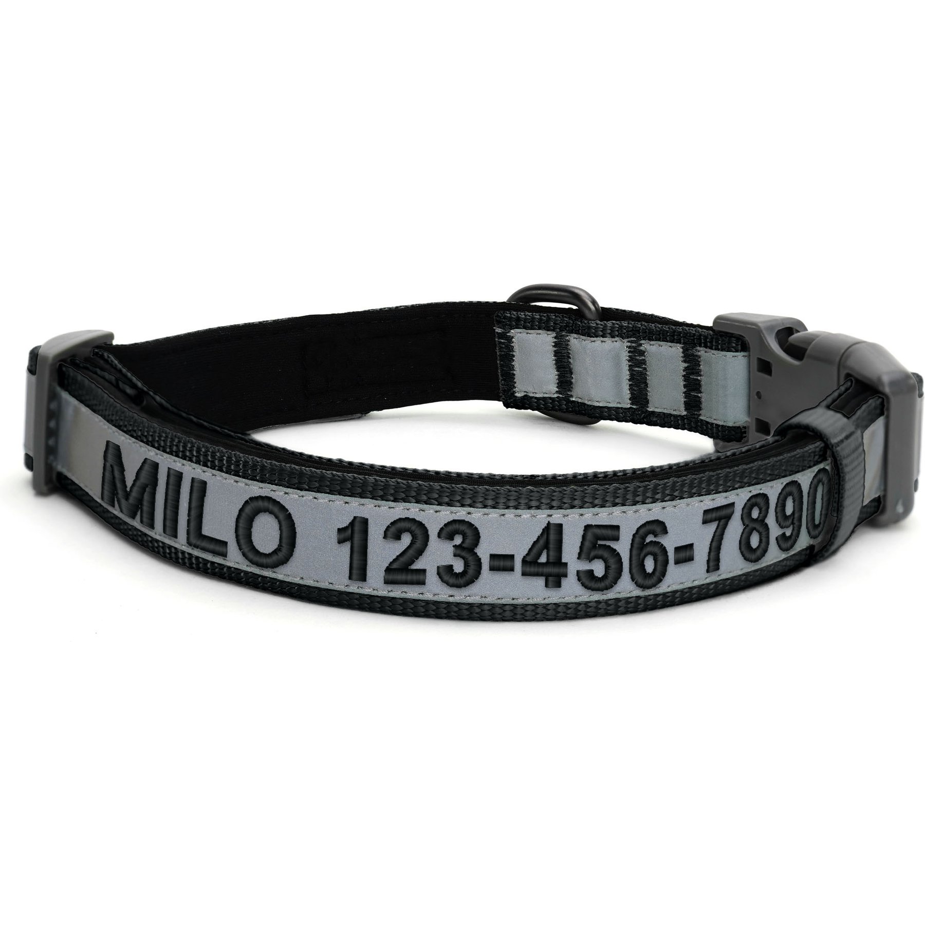 Pawtitas Personalized Reflective Dog Collar, Black, Large: 15 to 25-in neck, 1-in wide
