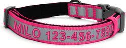 Pawtitas Personalized Reflective Dog Collar, Pink, Large: 15 to 25-in neck, 1-in wide slide 1 of 9