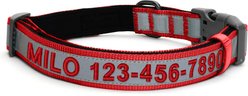 Pawtitas Personalized Reflective Dog Collar, Red, Large: 15 to 25-in neck, 1-in wide
