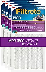 Filtrete Allergen, Bacteria & Virus 1500 MPR Air Filter, 4 count, 12 x 24 inches