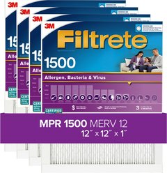 Filtrete Allergen, Bacteria & Virus 1500 MPR Air Filter, 4 count, 12 x 12 inches