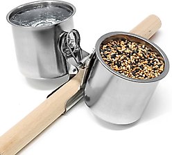 KNUTI Bird Feeding Cups with Clamp, Sliver, 6.5-in