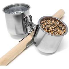 KNUTI Bird Feeding Cups with Clamp, Sliver, 6.5-in