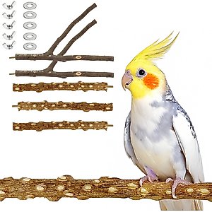 KNUTI 5 Piece Natural Wood Bird Perch, 8-in
