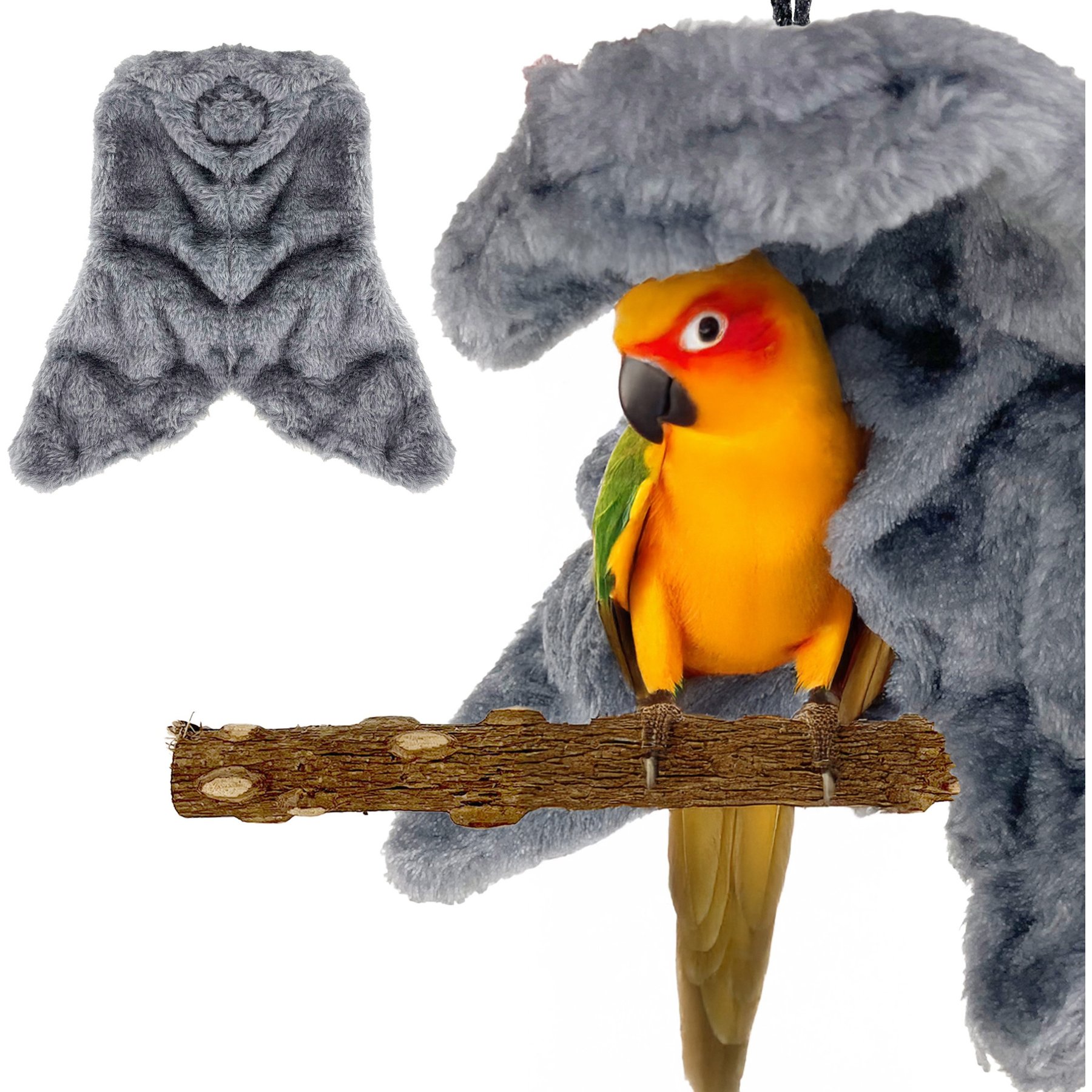KNUTI Bird Corner Fleece Bird Blanket, Gray, Medium: 6-in