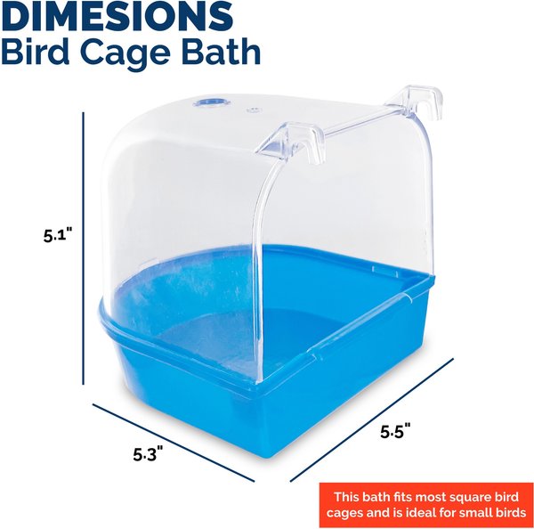 KNUTI Cage Bird Bath, Blue, 5.5-in