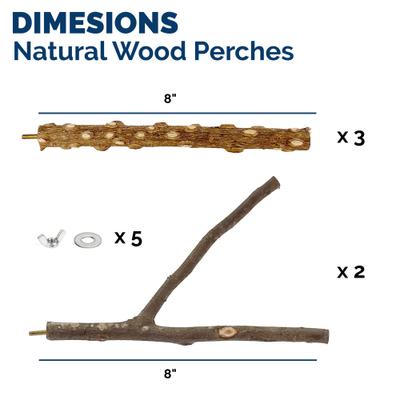 Show full view: KNUTI 5 Piece Natural Wood Bird Perch, 8-in slide 4 of 8