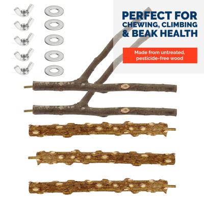 Show full view: KNUTI 5 Piece Natural Wood Bird Perch, 8-in slide 2 of 8