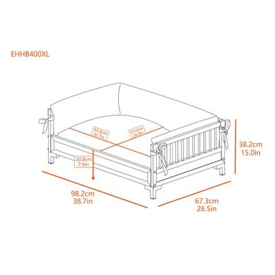 Show full view: New Age Pet ecoFLEX Manhattan Raised Dog & Cat Bed with Cushion, Gray, X-Large slide 8 of 11