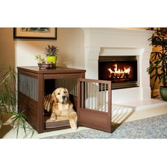 New Age Pet ecoFLEX Single Door Furniture Style Dog Crate & End Table, Russet, 42 inch