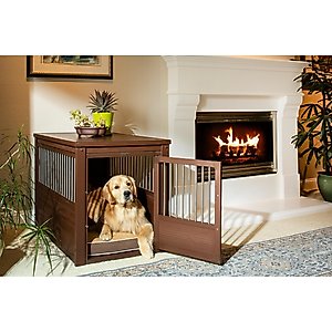 New Age Pet ecoFLEX Single Door Furniture Style Dog Crate & End Table, Russet, 42 inch