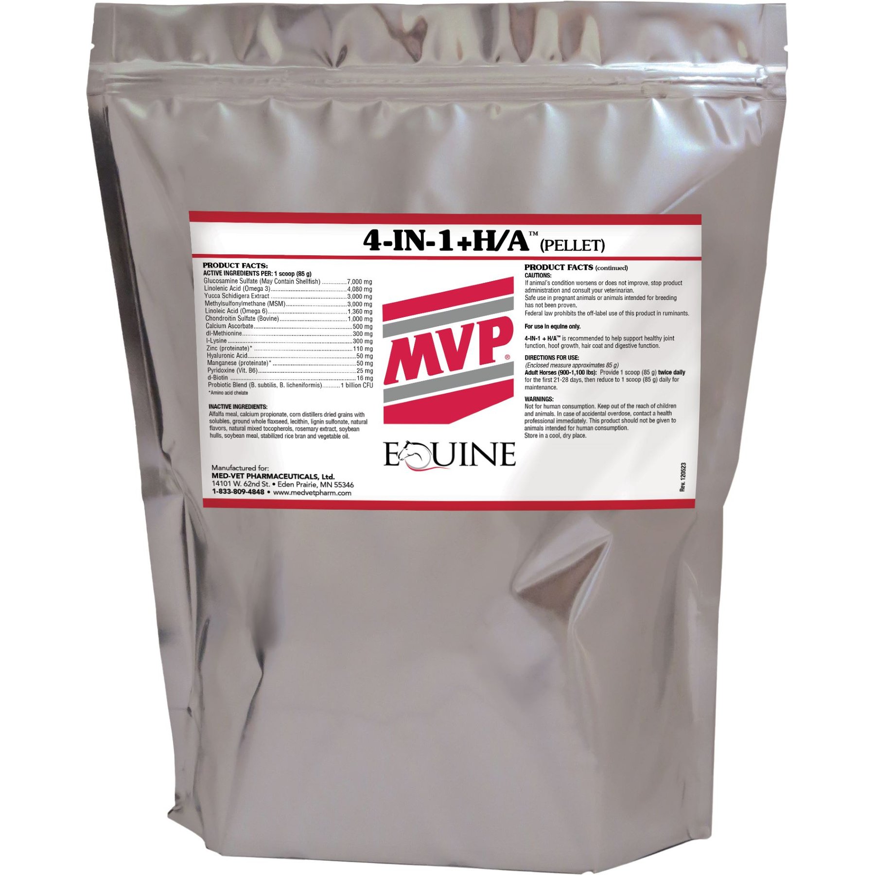 Med-Vet Pharmaceuticals (MVP) 4-In-1 H/A Pellets Horse Supplement, 6lb