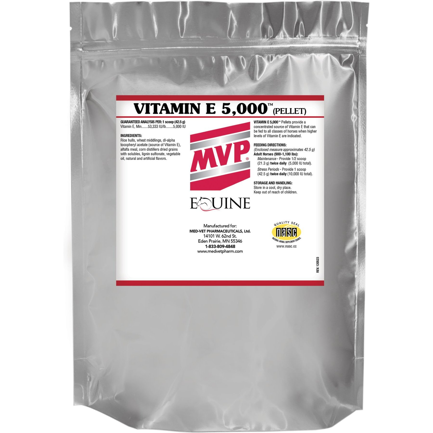 Med-Vet Pharmaceuticals (MVP) Vitamin E 5000 Pellets Horse Supplement, 3-lb