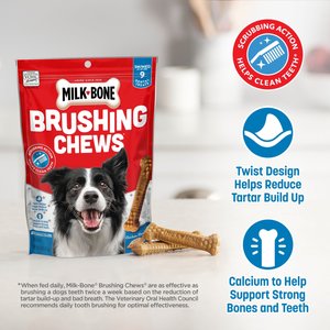 Milk-Bone Brushing Chews Small & Medium Original Chicken Flavor Daily Dental Dog Treats, 35 count