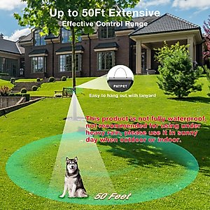 PATPET Adjustable Level Ultrasonic Indoor/Outdoor Dog Bark Control Device
