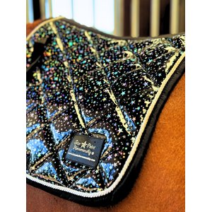 Star Point Horsemanship Holographic English Horse Saddle Pads, Black Stars Holographic, Miniature Horse 38-in & under