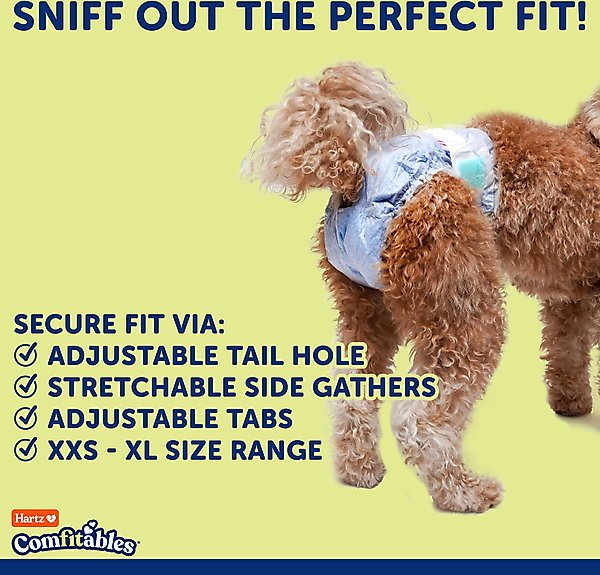 Show full view: Hartz Comfitables Male & Female Dog Diapers, XX-Small: Up to 10-in waist, 42 count slide 6 of 12