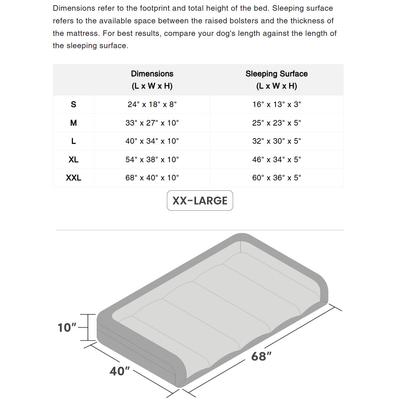 Show full view: K9 Ballistics Tough Ripstop Rectangle Bolster Dog Bed, Taupe Premium Finish, XX-Large slide 4 of 8