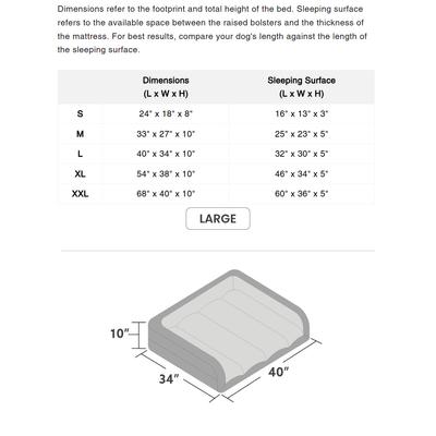 Show full view: K9 Ballistics Tough Ripstop Rectangle Bolster Dog Bed, Taupe Premium Finish, Large slide 4 of 8