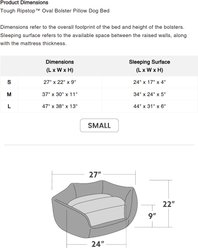 K9 Ballistics Tough Ripstop Oval Bolster Dog Bed, Taupe Premium Finish, Large slide 2 of 5