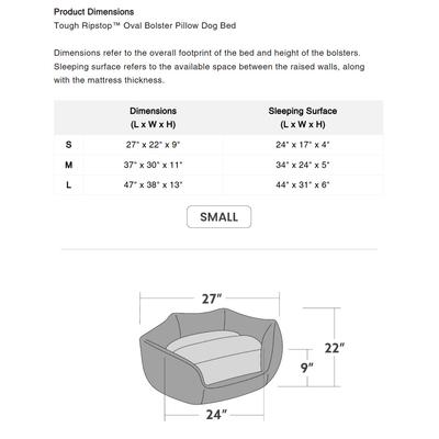 Show full view: K9 Ballistics Tough Ripstop Oval Bolster Dog Bed, Obsidian Black, Small slide 4 of 7