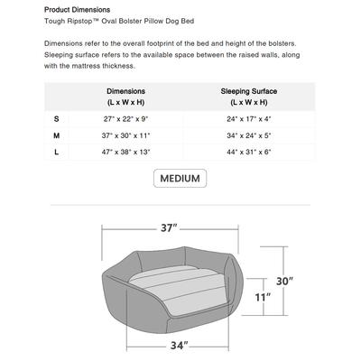 Show full view: K9 Ballistics Tough Ripstop Oval Bolster Dog Bed, Taupe Premium Finish, Medium slide 5 of 8