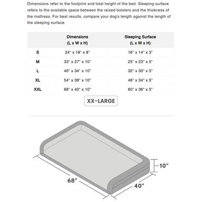 Show full view: K9 Ballistics Tough Ripstop Rectangle Orthopedic Bolster Dog Bed, Titanium Premium Finish, XX-Large slide 4 of 8