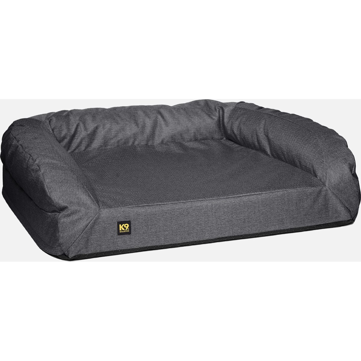 K9 Ballistics Tough Ripstop Rectangle Orthopedic Bolster Dog Bed, Titanium Premium Finish, Large