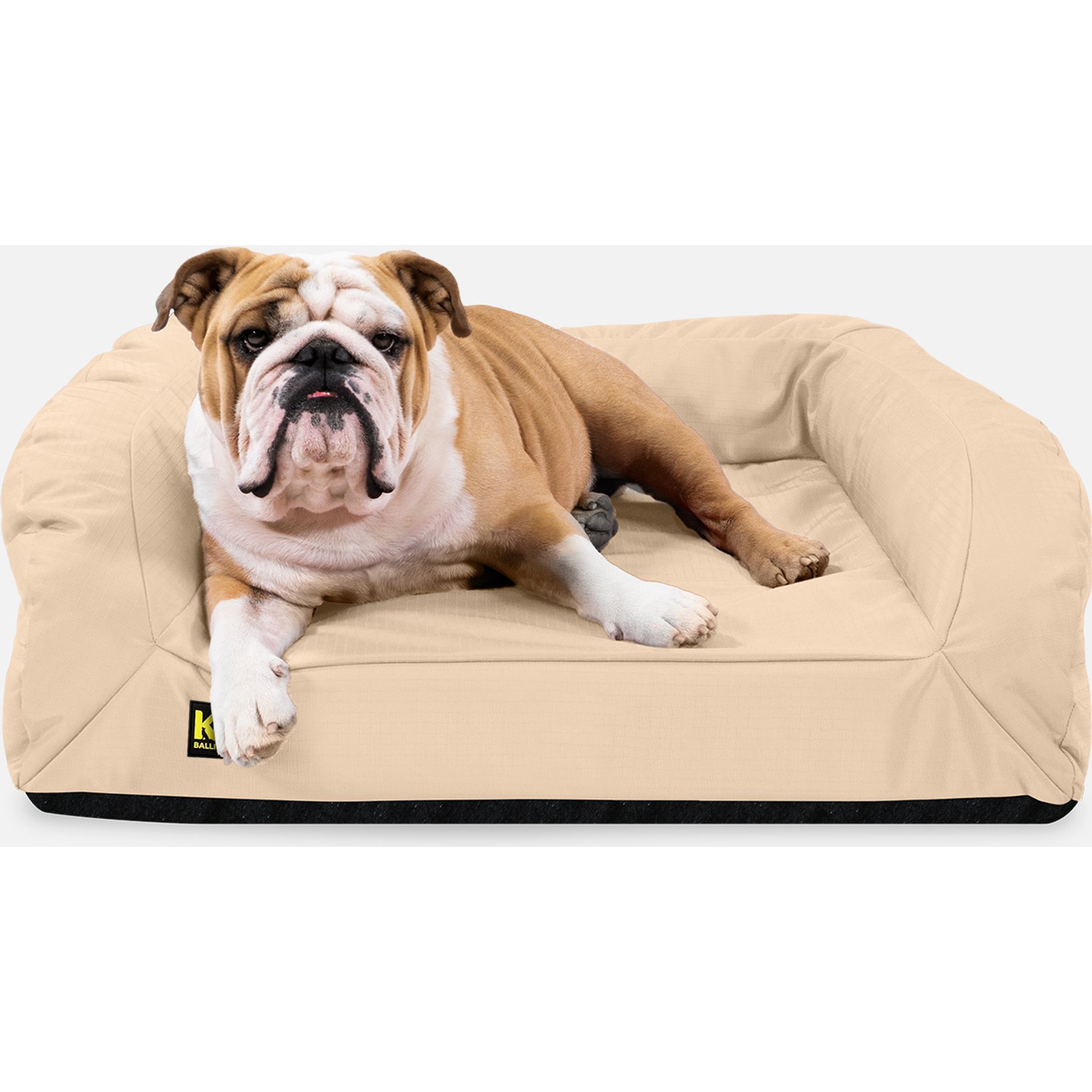 K9 Ballistics Tough Ripstop Rectangle Orthopedic Bolster Dog Bed, Sandstone, Medium