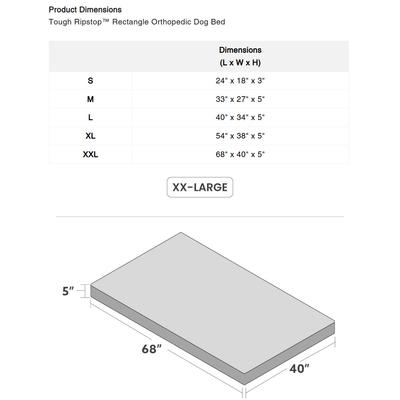 Show full view: K9 Ballistics Tough Ripstop Orthopedic Pillow Dog Bed, Sandstone, XX-Large slide 5 of 8