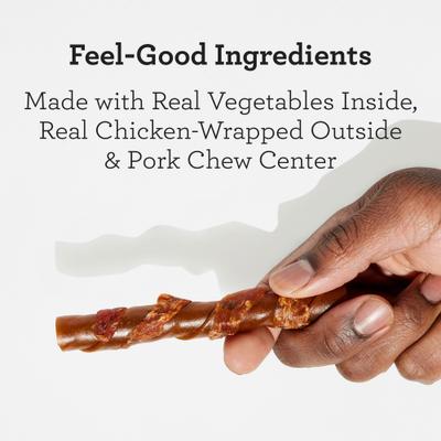 Show full view: DreamBone Stuffed Twistz Wrapped with Real Chicken Real Pork Rawhide Free Dog Chews, 7 count slide 4 of 11