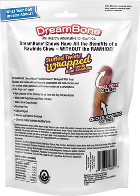 Show full view: DreamBone Stuffed Twistz Wrapped with Real Chicken Real Pork Rawhide Free Dog Chews, 7 count slide 3 of 11