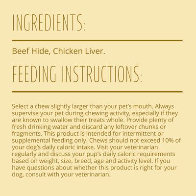 Show full view: Better Belly Originals Twist Sticks Highly-Digestible Rawhide Chicken Liver Flavor Dog Treat Chew, 50 count slide 9 of 11