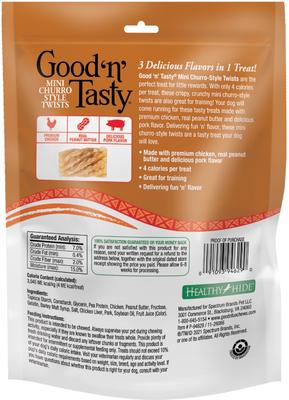 Show full view: Good 'n' Tasty Triple Flavor Mini Churro Style Twists Chicken, Peanut Butter & Pork Gourmet Crunchy Dog Treats, 100 count slide 3 of 11