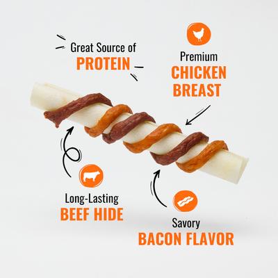 Show full view: Good 'n' Fun Triple Flavor Chicken, Bacon & Beef Dog Treat Chew Crunch Rolls, 5 count slide 4 of 11