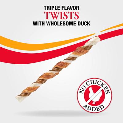 Show full view: Good 'n' Fun Triple Flavor Twists Sticks Beef, Duck & Prime Rib Dog Treat Chew, 10 count slide 4 of 10