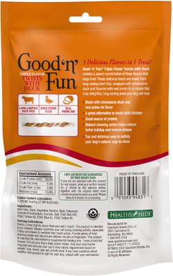 Show full view: Good 'n' Fun Triple Flavor Twists Sticks Beef, Duck & Prime Rib Dog Treat Chew, 10 count slide 3 of 10