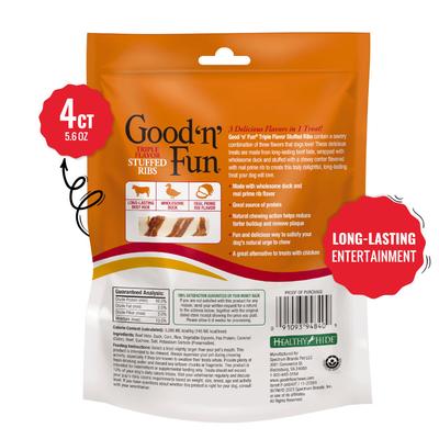 Show full view: Good 'n' Fun Triple Flavor Stuffed Ribs Beef, Duck & Prime Rib Dog Treat Chews, 4 count slide 3 of 11