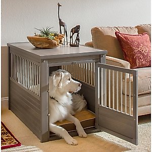 New Age Pet ecoFLEX Single Door Furniture Style Dog Crate & End Table, Grey, 42 inch