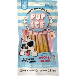Pup Ice Rocket Lollies Strawberry & Banana Dog Chew Treat, 2 count