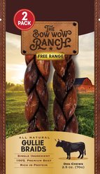 Bow Wow Ranch Gullie Braids Dog Chew Treat, 2.5-oz bag