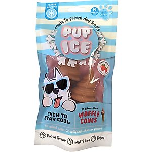 Pup Ice Waffle Cone Strawberry Dog Chew Treat, 2 count