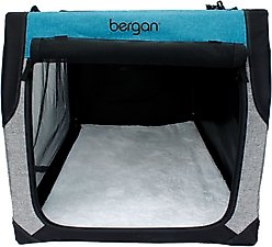 Bergan Collapsible Soft-Sided Dog Crate, Heathered Grey/Blue, 30-inch slide 2 of 9