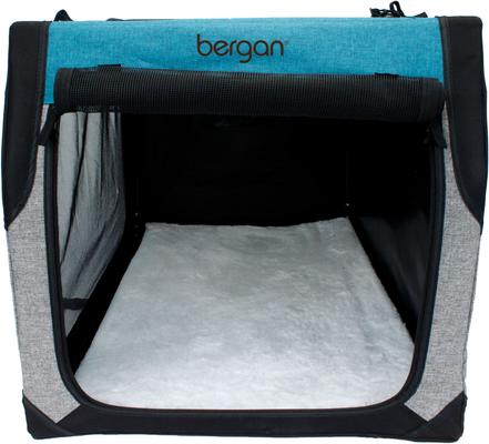 Show full view: Bergan Collapsible Soft-Sided Dog Crate, Heathered Grey/Blue, 30-inch slide 8 of 9