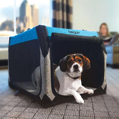 Show full view: Bergan Collapsible Soft-Sided Dog Crate, Heathered Grey/Blue, 30-inch slide 7 of 9