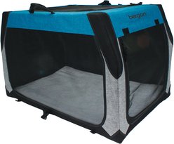 Bergan Collapsible Soft-Sided Dog Crate, Heathered Grey/Blue, 30-inch