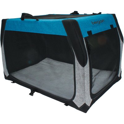 Bergan Bergan Collapsible Soft-Sided Dog Crate, Heathered Grey/Blue, 24-inch